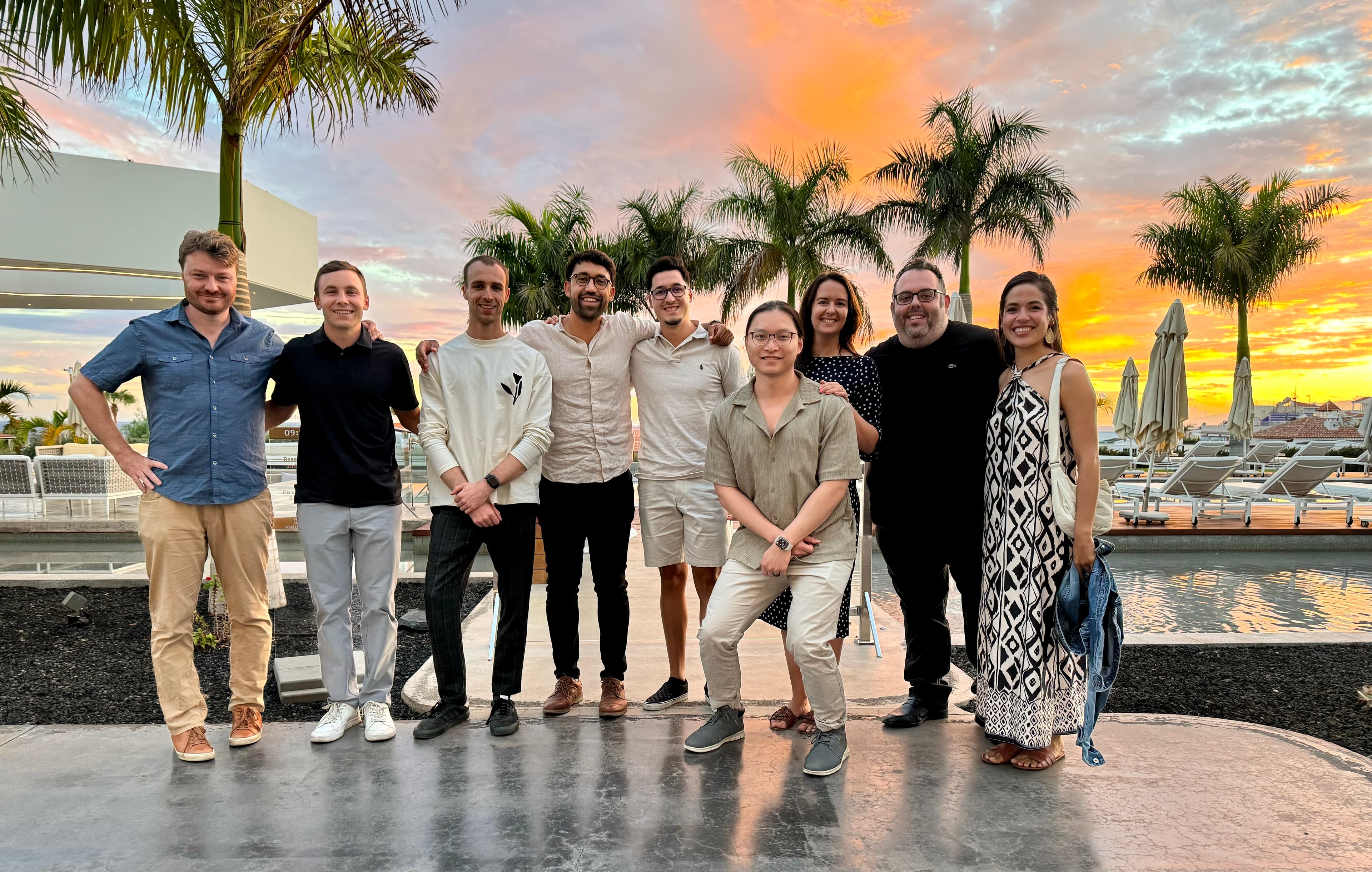 Team photo at sunset